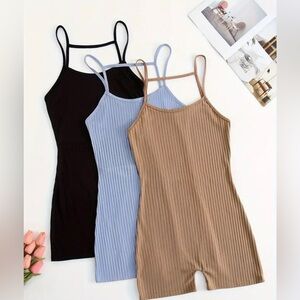 Backless Cami Romper Jumpsuit 3 Pack